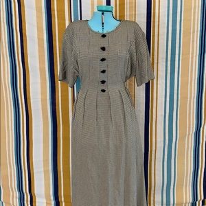 Vintage Gingham Black Rose Zip Up Dress